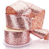 2 1/2"" Wired Rose Gold Spangle Glitter Ribbon - Choose Length | Etsy (US)