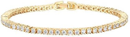 PAVOI 14K Gold Plated Cubic Zirconia Classic Tennis Bracelet | Gold Bracelets for Women | 2mm CZ,... | Amazon (US)
