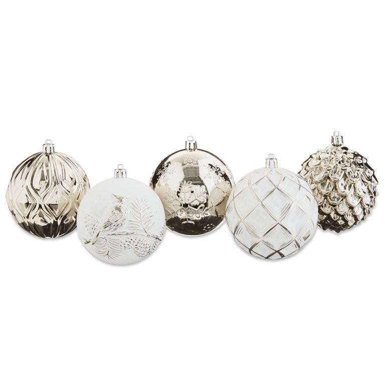 Holiday Time 62 count Gold/White Shatterproof, 90mm & 60mm | Walmart (US)