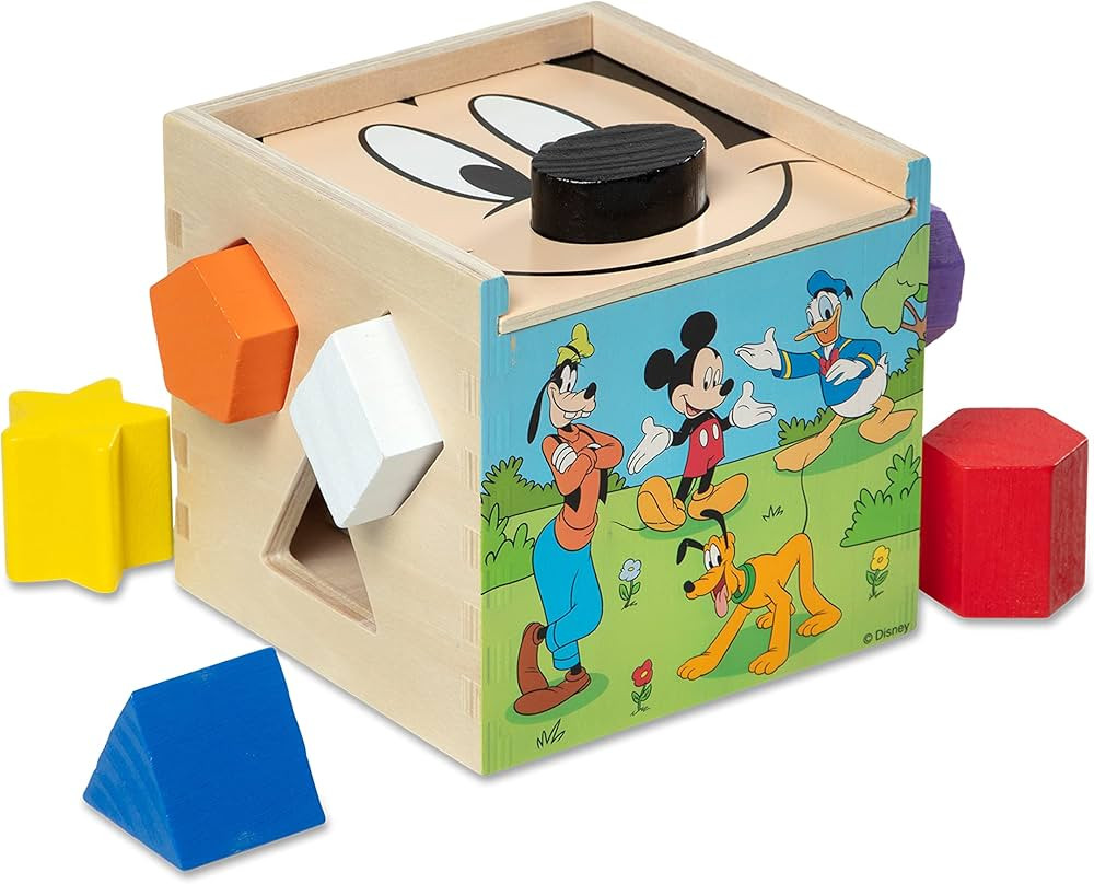 Melissa & Doug Disney Mickey Mouse & Friends Wooden Shape Sorting Cube - Mickey Mouse Toys, Class... | Amazon (US)