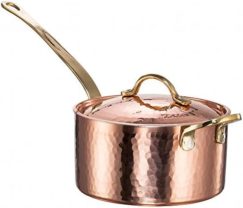 New DEMMEX 1.2MM Thick Hammered Copper Saucepan with Lid & Helper Handle (1.7-Quart) | Amazon (US)