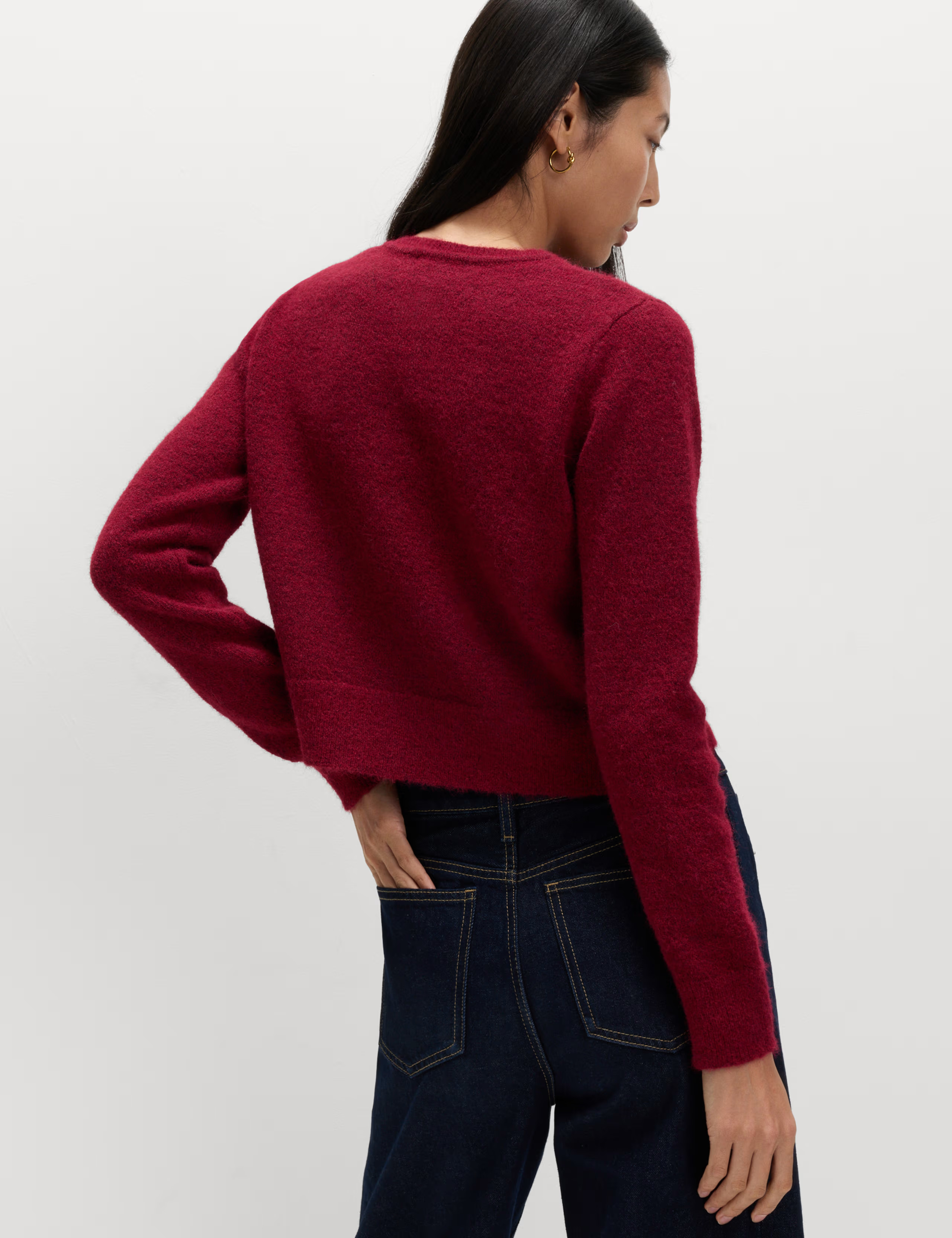Bow Detail Cropped Cardigan With Wool | Marks & Spencer (UK)