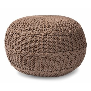 Baxton Studio Palmas Bohemian Taupe Handwoven Pet Yarn Pouf Ottoman | Cymax