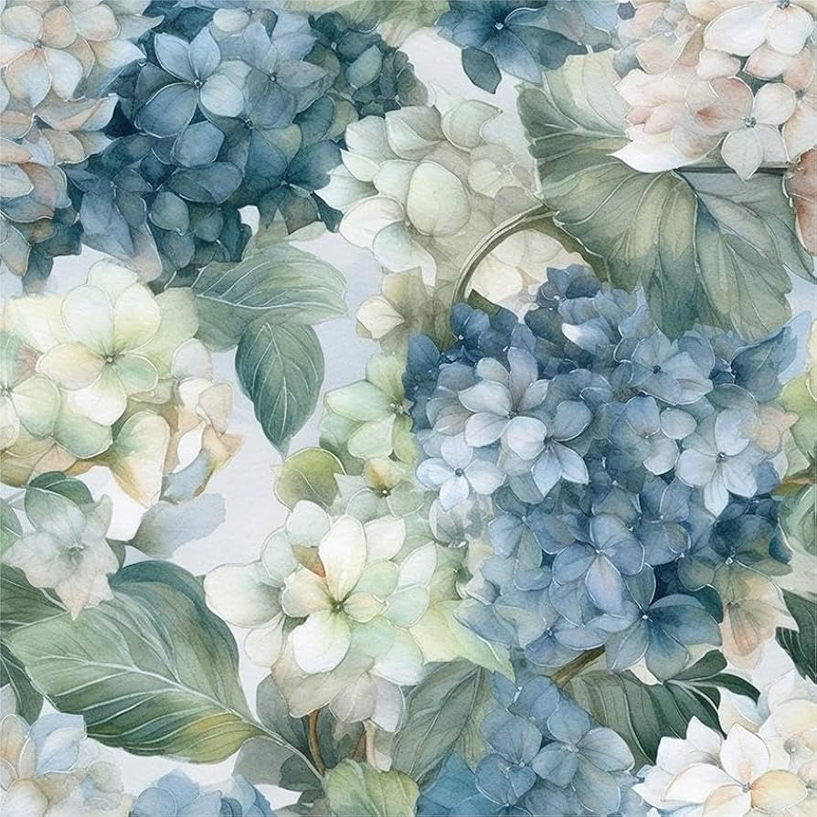 Vintage Watercolor Blue/White/Green Hydrangea Floral Peel and Stick Wallpaper Wall Decor Self Adh... | Amazon (US)