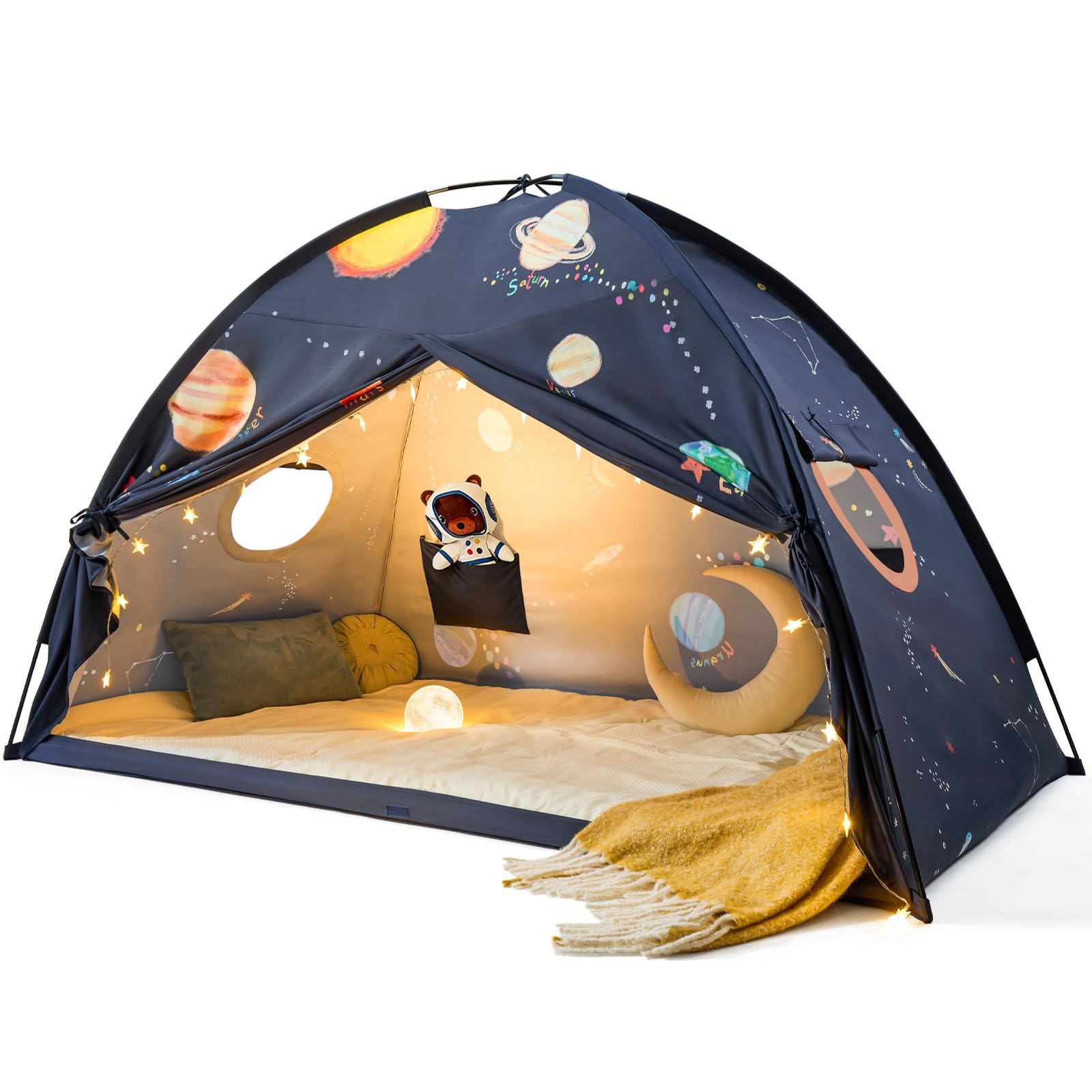 Tiny Land Space Galaxy Bed Tent for Kids – Sleep Bed Canopy with 9 Planets Design, Easy-to-Inst... | Amazon (US)