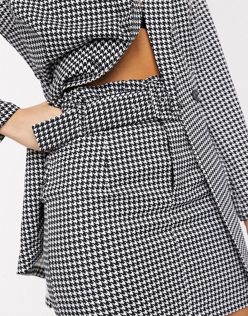 In The Style x Stephsa high waist mini skirt in houndstooth print-Multi | ASOS (Global)