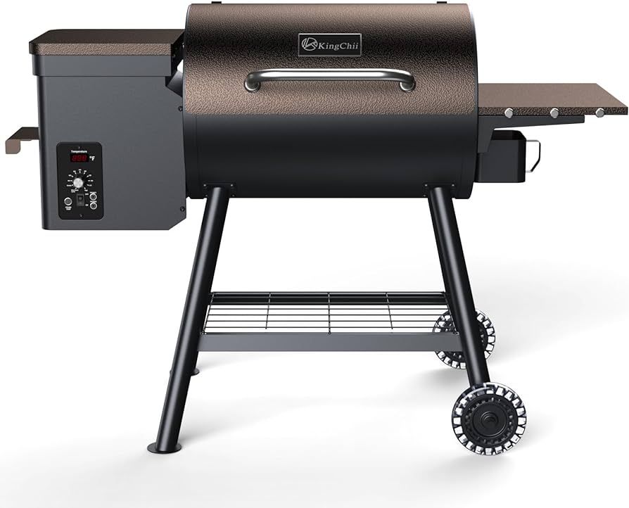 KingChii 456 SQ.IN Pellet Grill Smoker with Side Shelf, 8 IN 1 BBQ Grill with PID Temperature Con... | Amazon (US)