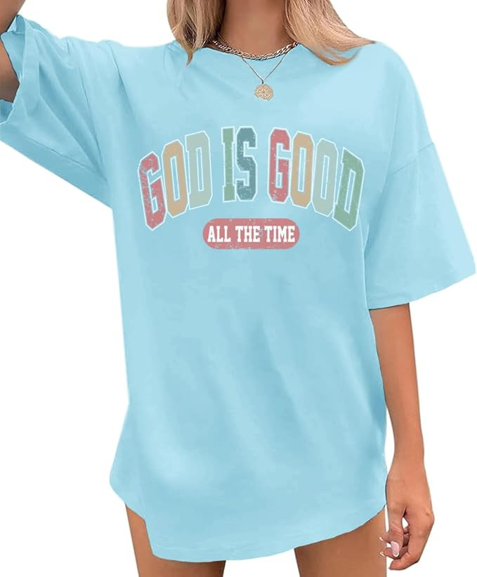Christian Shirts for Women Oversized God is Good Shirt Religious Jesus Faith Inspirational Tshirt... | Amazon (US)