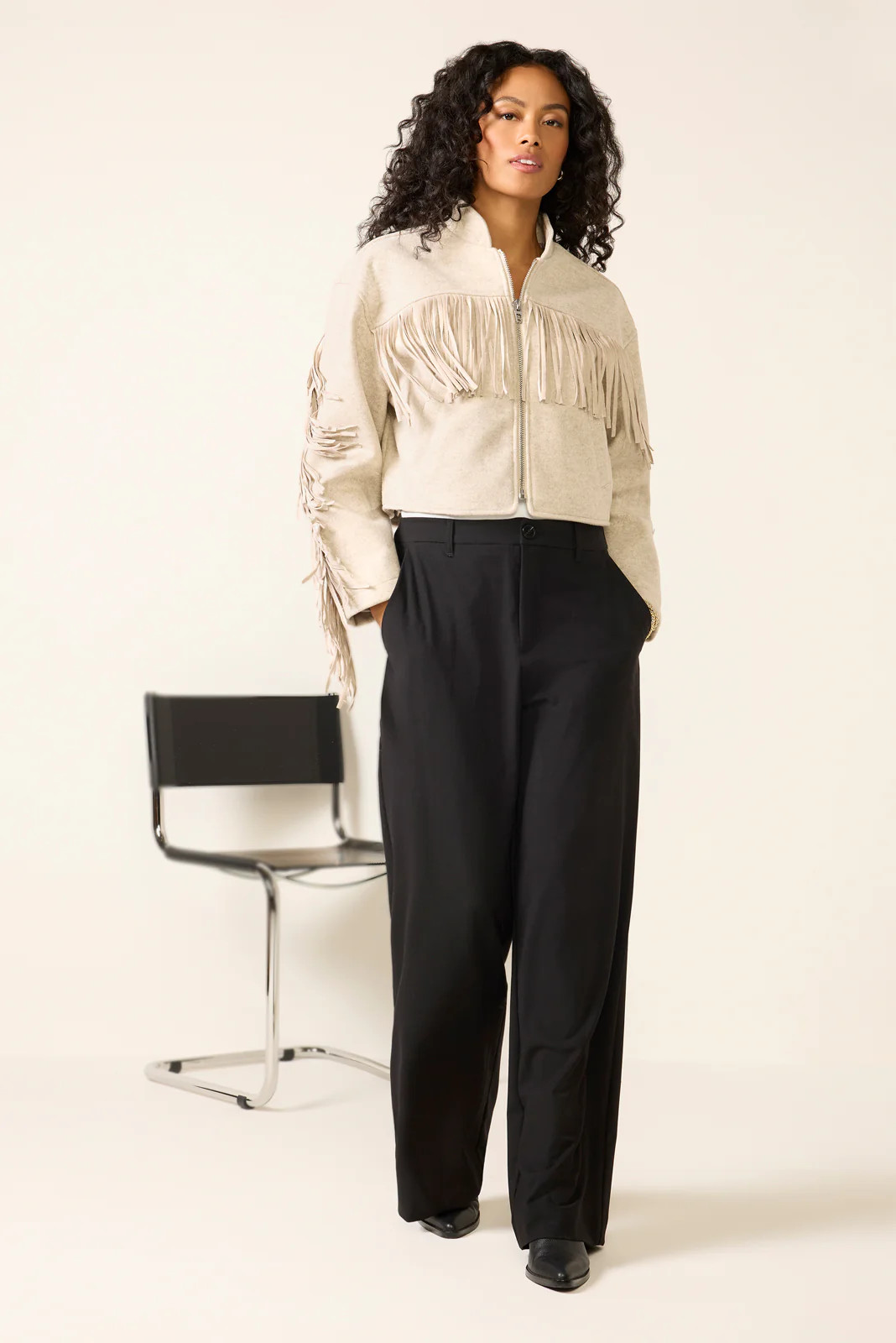 BLANKNYC Women's Own It Fringe Jacket, Size XS, Taupe | Evereve
