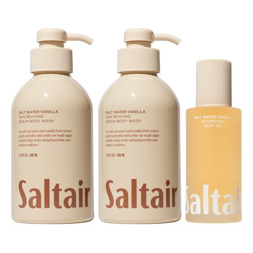 Saltair Body Oil and 2-Pack Body Wash Set – Moisturizing Cleanser and After-Shower Skincare Duo – Salt Water Vanilla Scent | Amazon (US)