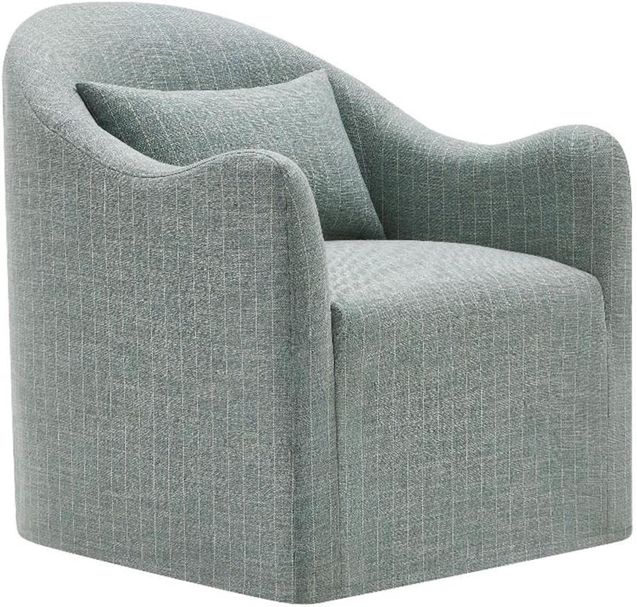 Modway Bardot Striped Linen Blend Accent Chair in Spa Blue Stripe – Curved Back Upholstered Living Room Chair with Included Pillow – Coastal Lounge Chair for Bedroom or Reception Area | Amazon (US)