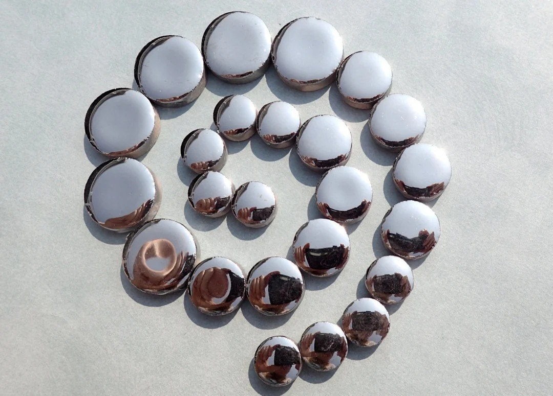 Silver Circles Mosaic Tiles 50g Ceramic in Mix of 3 Sizes 1/2 and 3/4 and 5/8 Metallic - Etsy | Etsy (US)
