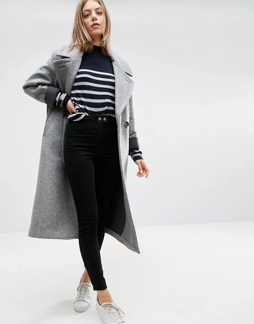 ASOS Coat in Cocoon Fit with Contrast Cuff | ASOS US