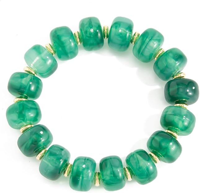 Colorful Chunky Beaded Bracelet for Women Multicolor Acrylic Resin Beads Bracelet Boho Statement ... | Amazon (US)