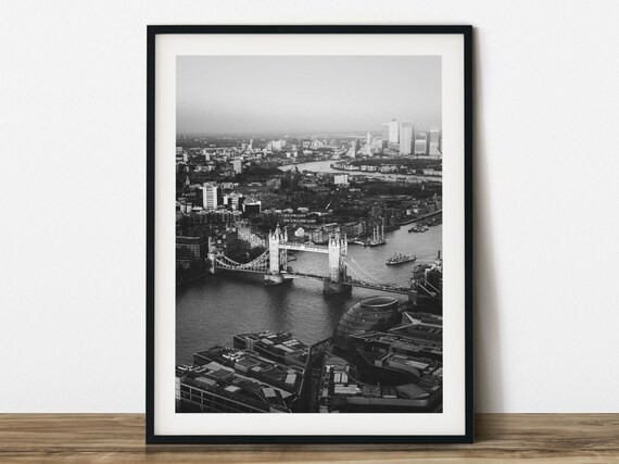 Aerial view of London Bridge black and white animal photography.  Printable wall art. Ready made ... | Etsy (US)