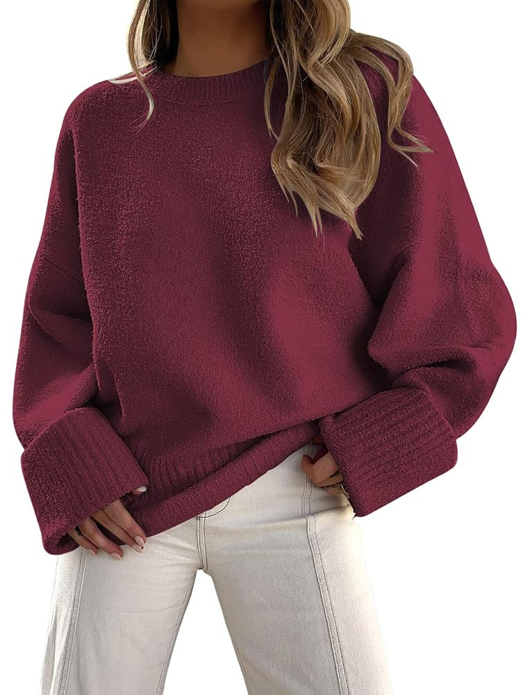 LILLUSORY Women's Oversized Sweaters Fuzzy Chunky Warm Pullover Sweater | Amazon (US)