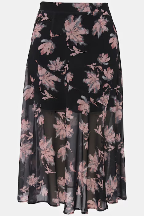 Sheer Layered Floral Skirt | Ulla Popken - US & CA