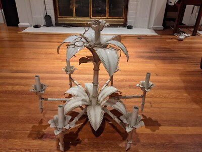 Vintage Palm Tree Leaf Leave Faux Bamboo Chandelier, As Is | eBay US