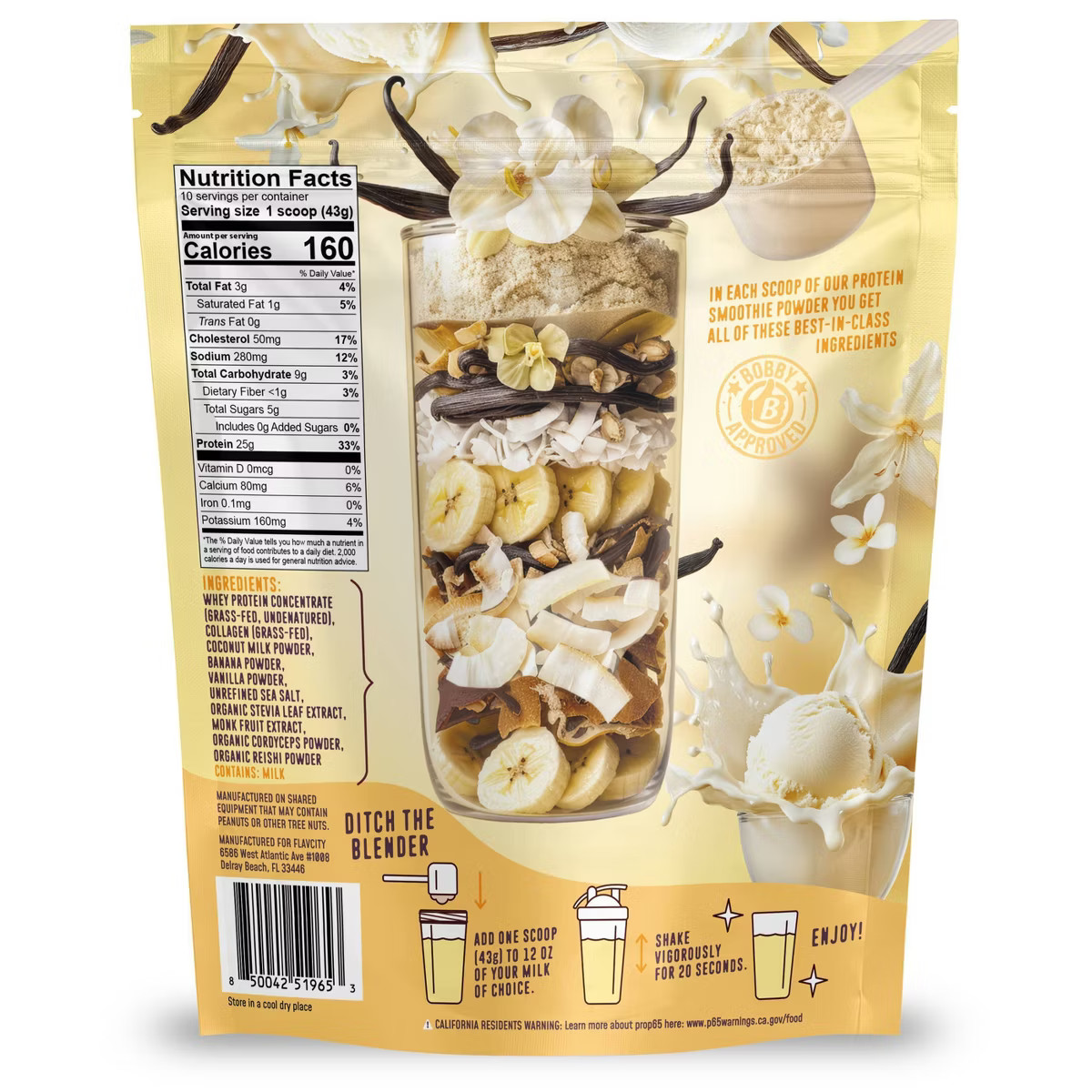 FlavCity Protein Smoothie Powder - 10 Servings - Vanilla Cream - 430gms | Target