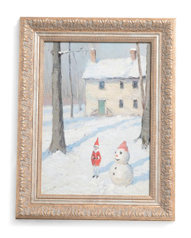 14x18 Elf With Snowman Art | TJ Maxx