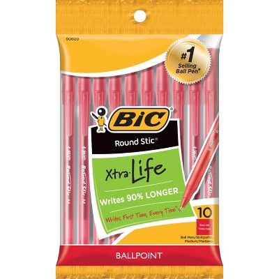 BIC Xtra Life Ballpoint Pens, 1.0mm, 10ct - Red | Target