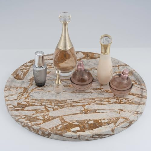 MIDUSO Large Real Marble Vanity Tray, 14x14x0.8inch, Marble Trays for Decor/Kitchen Counter/Bathroom Countertop/Coffee Table Vanity Tray, Gray - Yellow | Amazon (US)