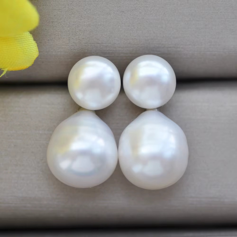 Z10582 13mm White Drip Round Freshwater Pearl Dangle Earring 925SS | AliExpress (US)