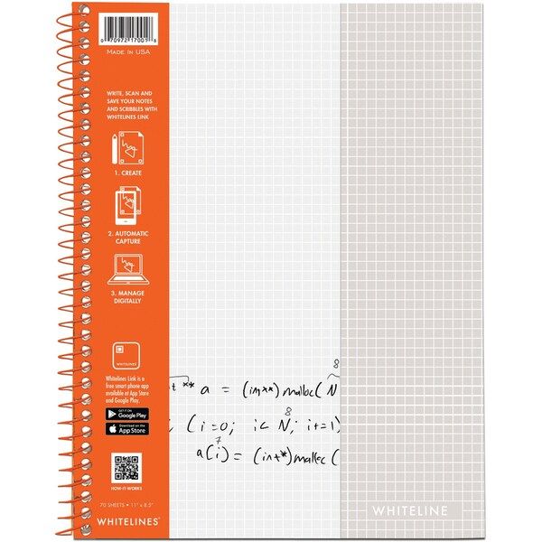 Whitelines Wirebound Graph Notebook 11"X8.5" 70 Sheets | Bed Bath & Beyond
