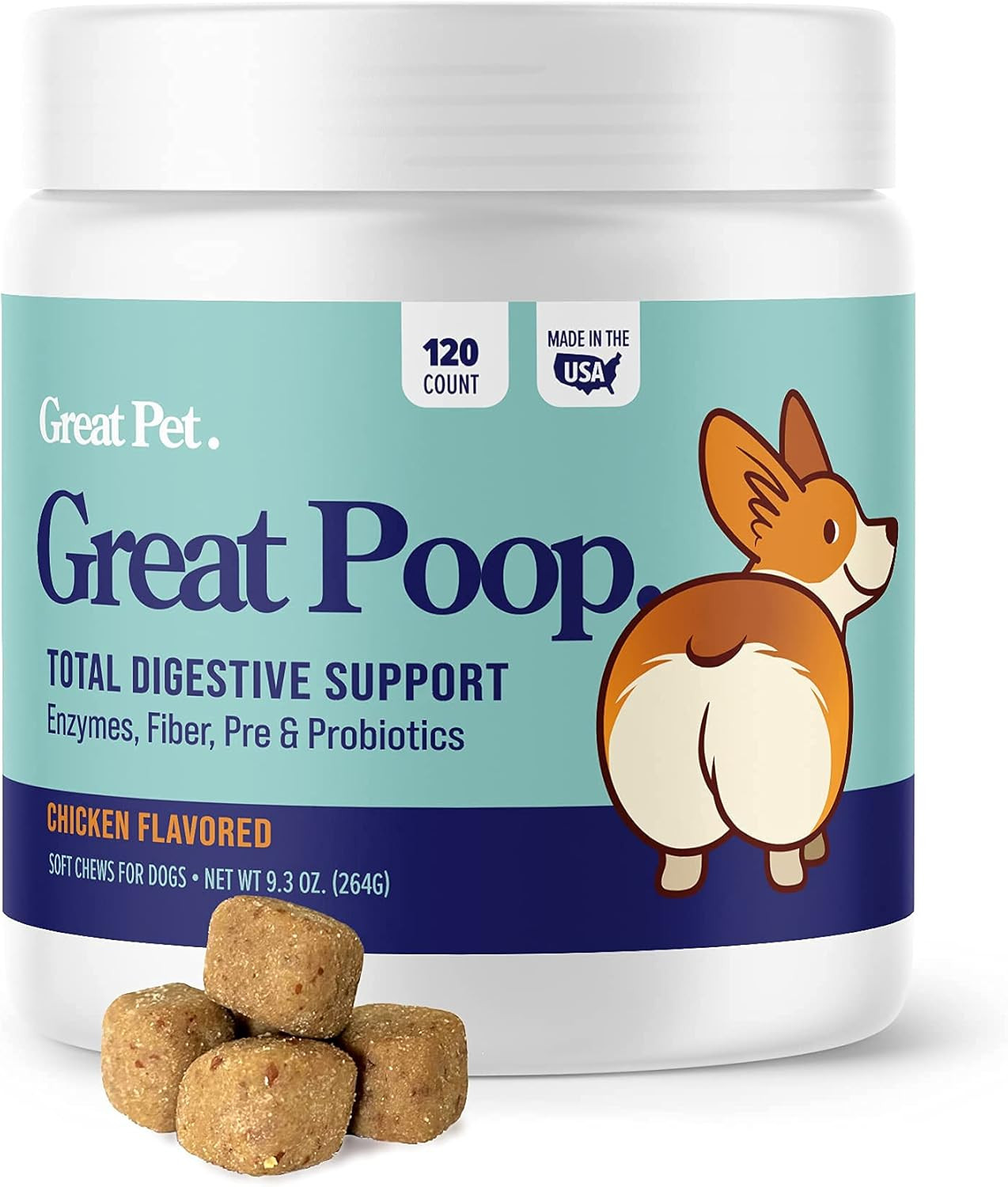 Great Poop Probiotics for Dogs - Fiber for Dogs Supplement with Dog Probiotics and Digestive Enzy... | Amazon (US)