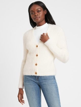 Fuzzy Cropped Cardigan Sweater | Banana Republic (US)
