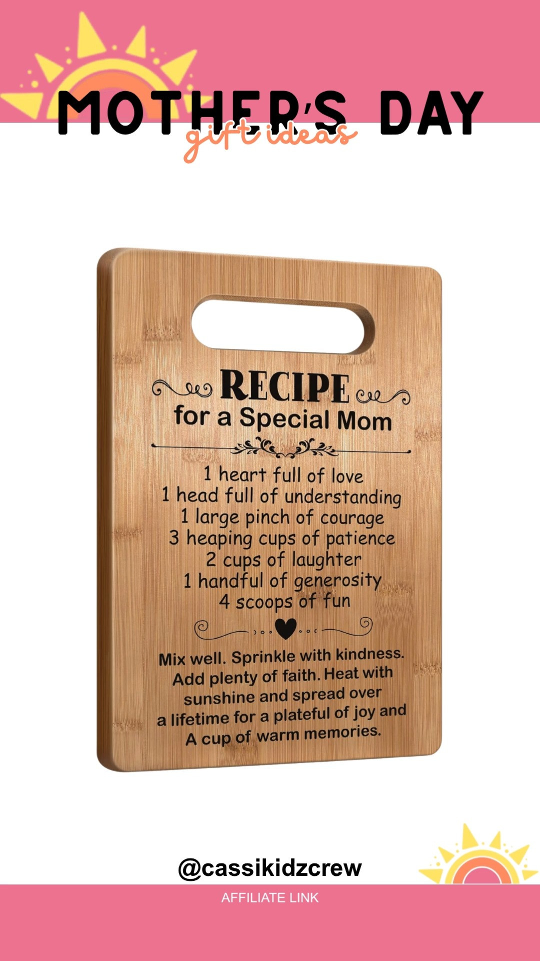 A heartfelt gift that’s both useful and sentimental. This Mother Cutting Board turns everyday cooking into a sweet reminder of love and laughter. ❤️🌸✨

#MotherGift #CuttingBoard #KitchenDecor #GiftIdeas #MothersDay #HomeEssentials #PersonalizedGift #CookingLove #FamilyMoments #HeartfeltGifts 

 #LTKMothersDay #LTKmomlife #LTKSaleAlert