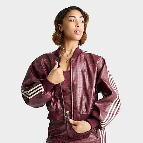 adidas Women's Originals Croc Pleather Jacket in Maroon Size: XS | JD Sports (US)