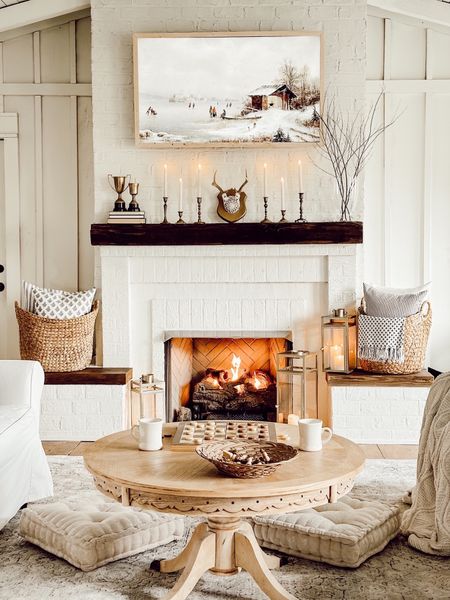Simple & Cozy Winter Mantel Styling! #winterdecorating #wintermantel #cozywinterdecor 

#LTKSeasonal #LTKhome
