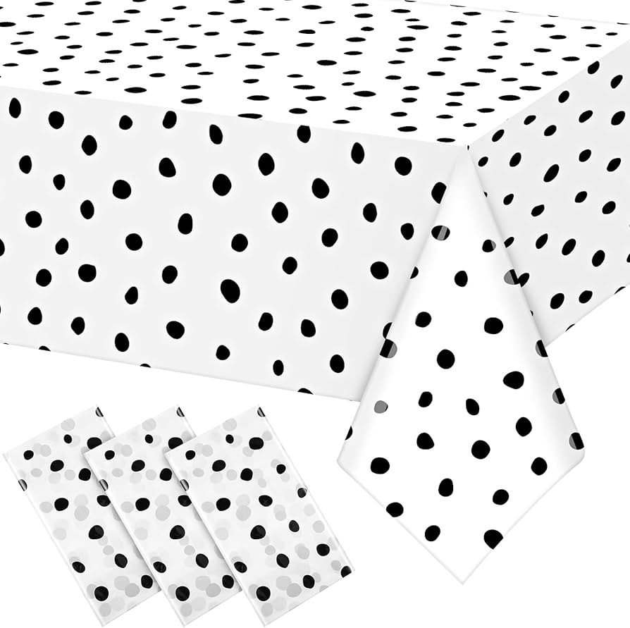 3 Pcs Black Painted Dots Tablecloth Disposable Black Cream Polka Dot Tablecloth Modern Art Table ... | Amazon (US)