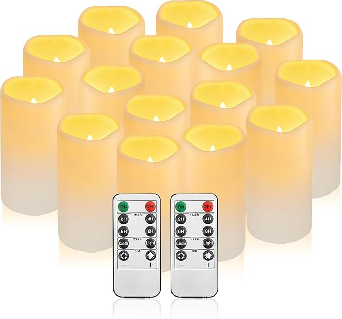 Waterpoof Flameless Remote Control Candles 15PACK D3''*H5.5''Battery Operated Flickering LED Pill... | Amazon (US)