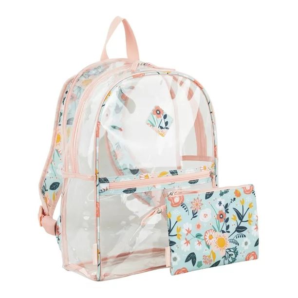 Eastsport Unisex Childrens Clear Backpack with Pencil Case 2-Piece Set Pink Flower Print - Walmar... | Walmart (US)