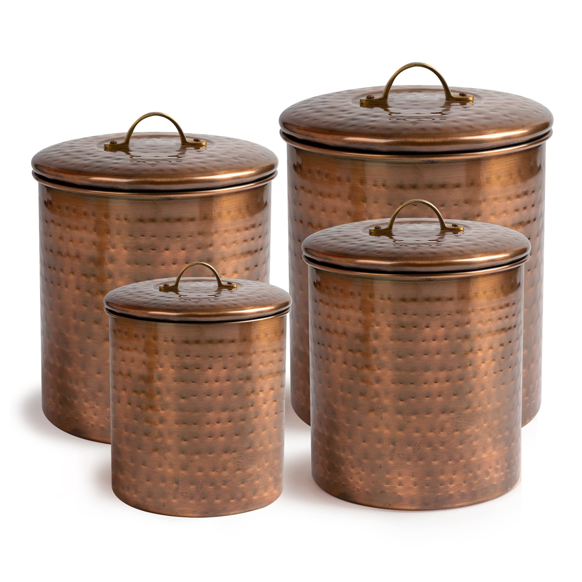 nu steel Hammered Antique Copper Stainless Steel 4pc Canister Set, Beautiful Food Storage Contain... | Amazon (US)