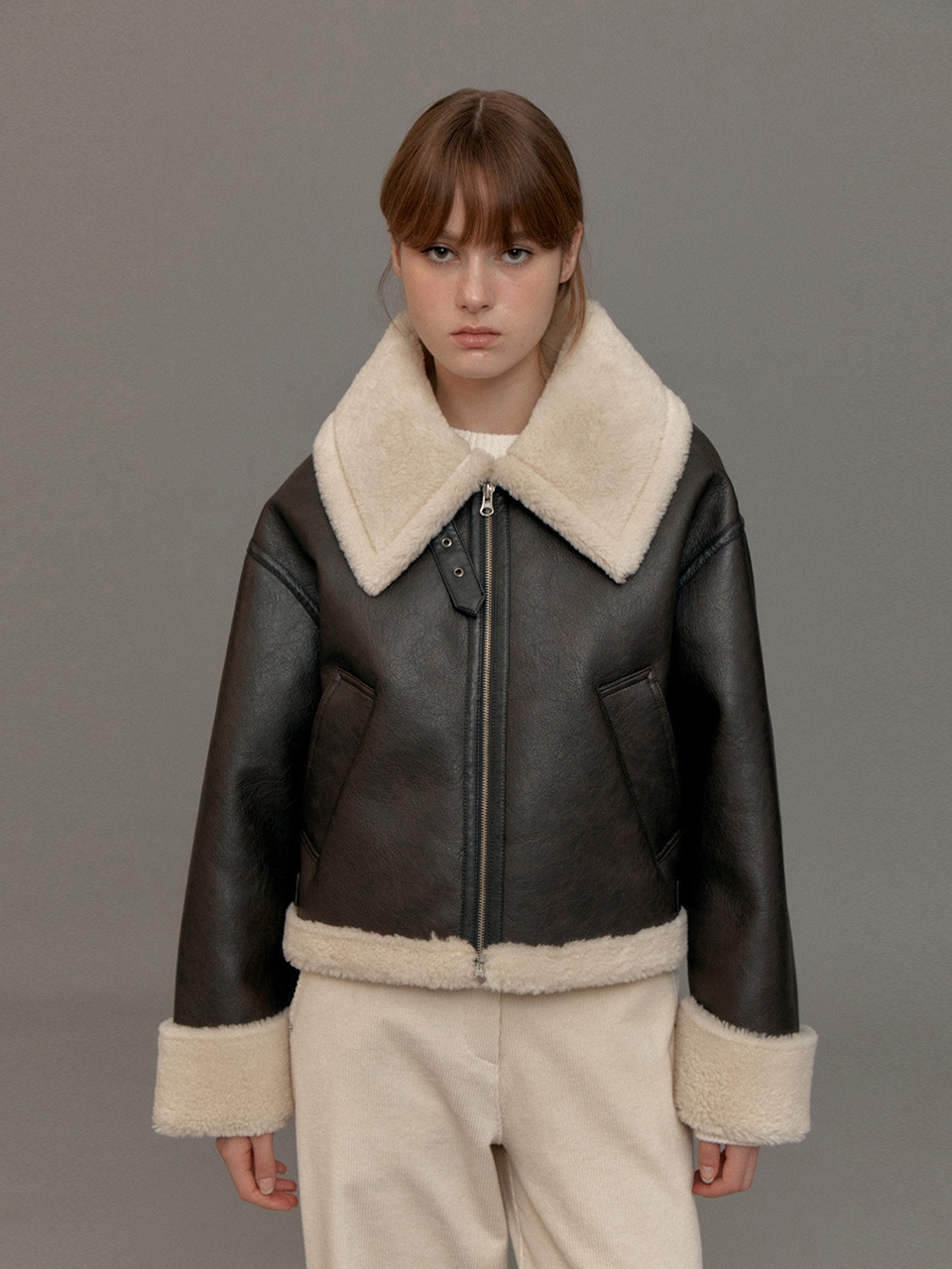 Crop Shearling Mustang Jacket_Brown | W Concept (US)