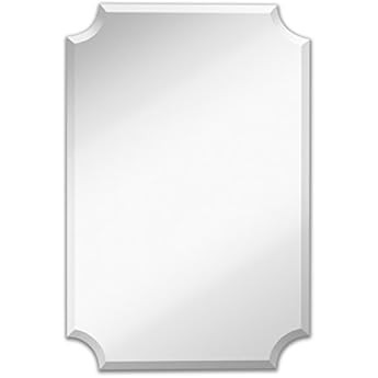 Howard Elliott Frameless Scalloped Hanging Wall Mirror, Rectangle, Silver - Bathroom, Vanity, Bedroo | Amazon (US)