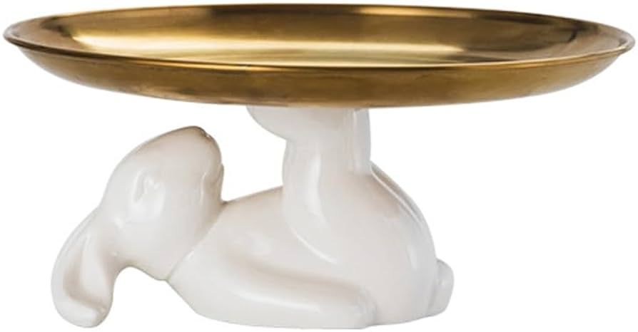 Cute Retro Golden Ornament Easter Bunny Statue Jewelry Storage Tray, Figurine for Accessories, Bo... | Amazon (US)