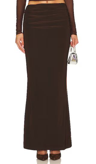 x Anja Dujaković Fio Maxi Skirt in Chocolate Brown | Revolve Clothing (Global)