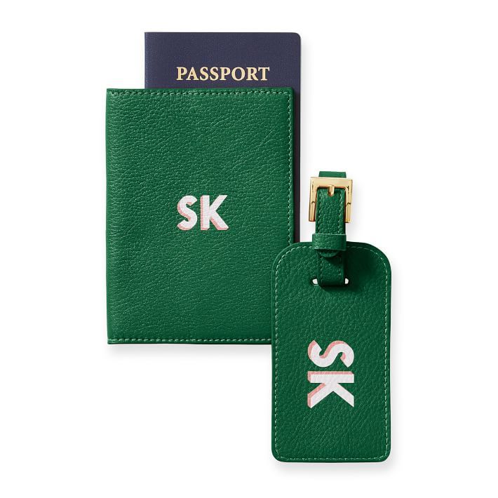 Leather Luggage Tag and Passport Case, Printed | Mark and Graham