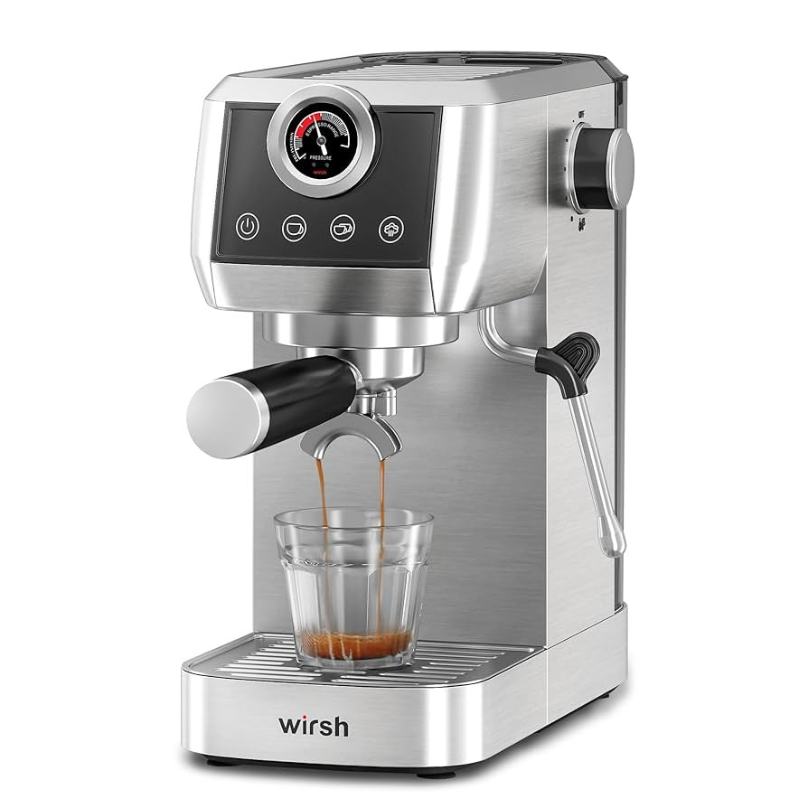 wirsh Espresso Machine, 20 Bar Semi-Automatic Espresso Maker with Pressure Gauge, Steam Wand, Sta... | Amazon (US)