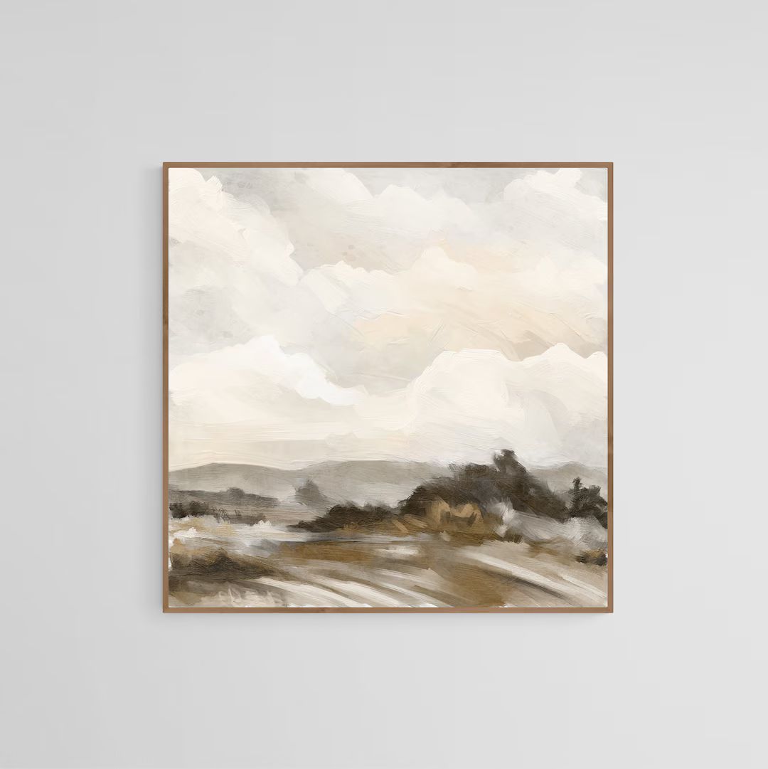 Large Square Abstract Landscape Art Print Neutral Colors - Etsy | Etsy (US)