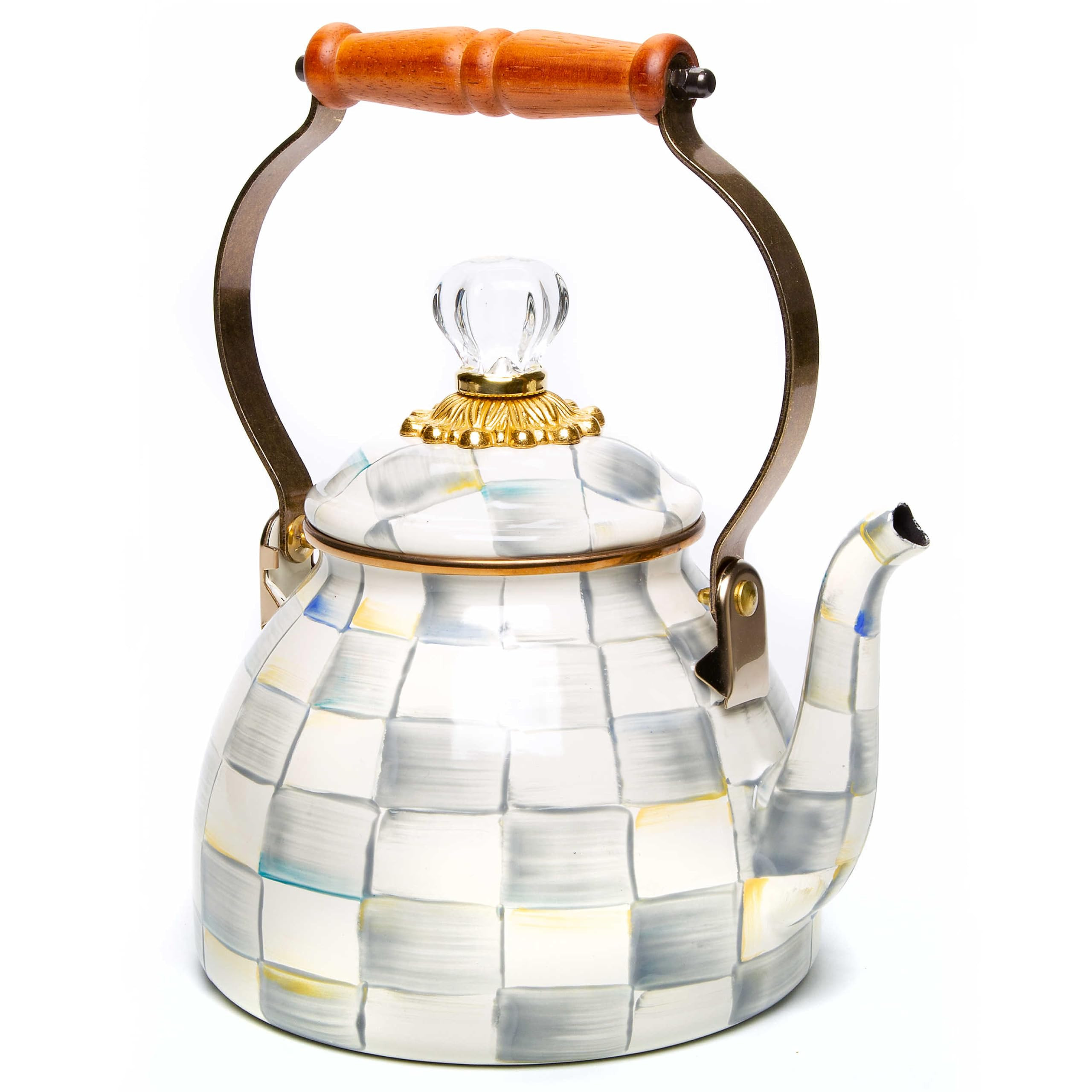MACKENZIE-CHILDS Enamel Tea Kettle, Stylish Tea Kettle for Stovetop, Grey-and-White Sterling Chec... | Amazon (US)