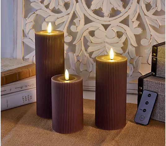 Simply Stunning S/3 Flameless Pillar Candles with Remote by Janine Graff | QVC