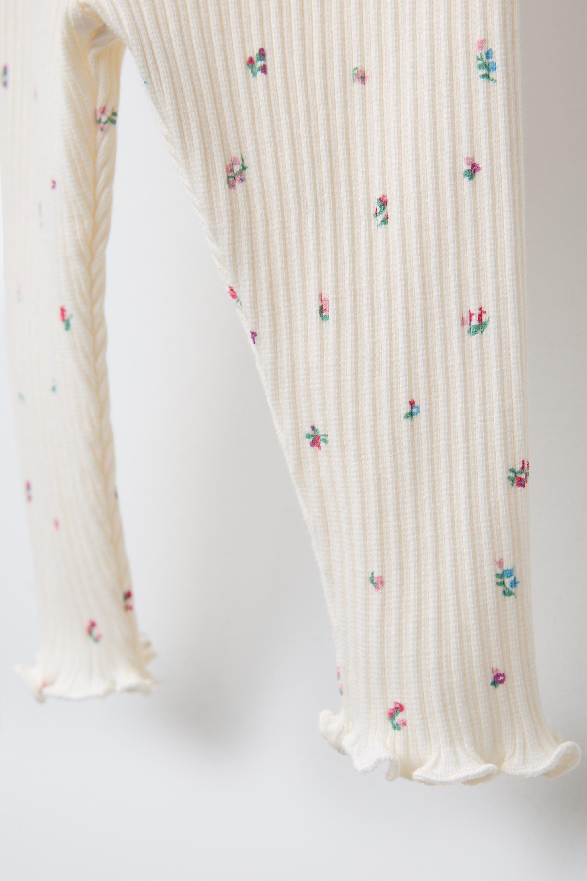 RIBBED FLORAL LEGGINGS | Zara UK