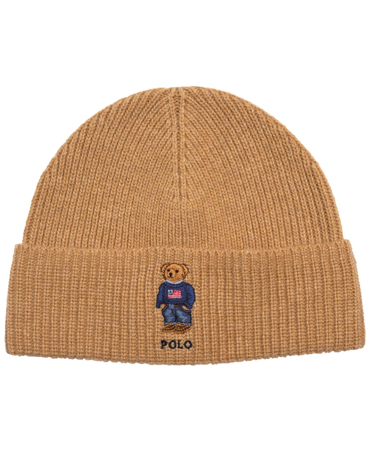 Polo Ralph Lauren Men's Solid Flag Bear Beanie - Camel | Macy's