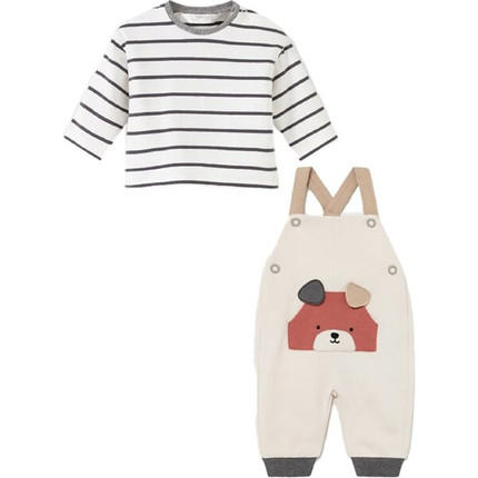 Click for more info about Bear Overall Set, Cream
