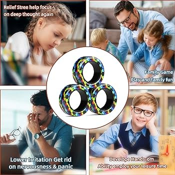 Magnetic Fidget Spinner Rings - Anxiety Relief Adult Toys, ADHD Therapy Magnets for Teens and Kid... | Amazon (US)